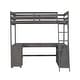 preview thumbnail 16 of 15, Antique Brown Twin Size Solid Wood Loft Bed with Desk, Blackboard, and Storage