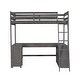 preview thumbnail 16 of 15, Antique Brown Twin Size Solid Wood Loft Bed with Desk, Blackboard & Drawers