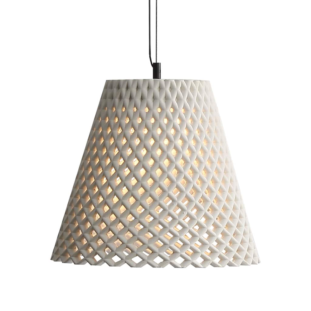Golden Lighting Clarus 14in Integrated LED Pendant in White Sandstone Cement - Black