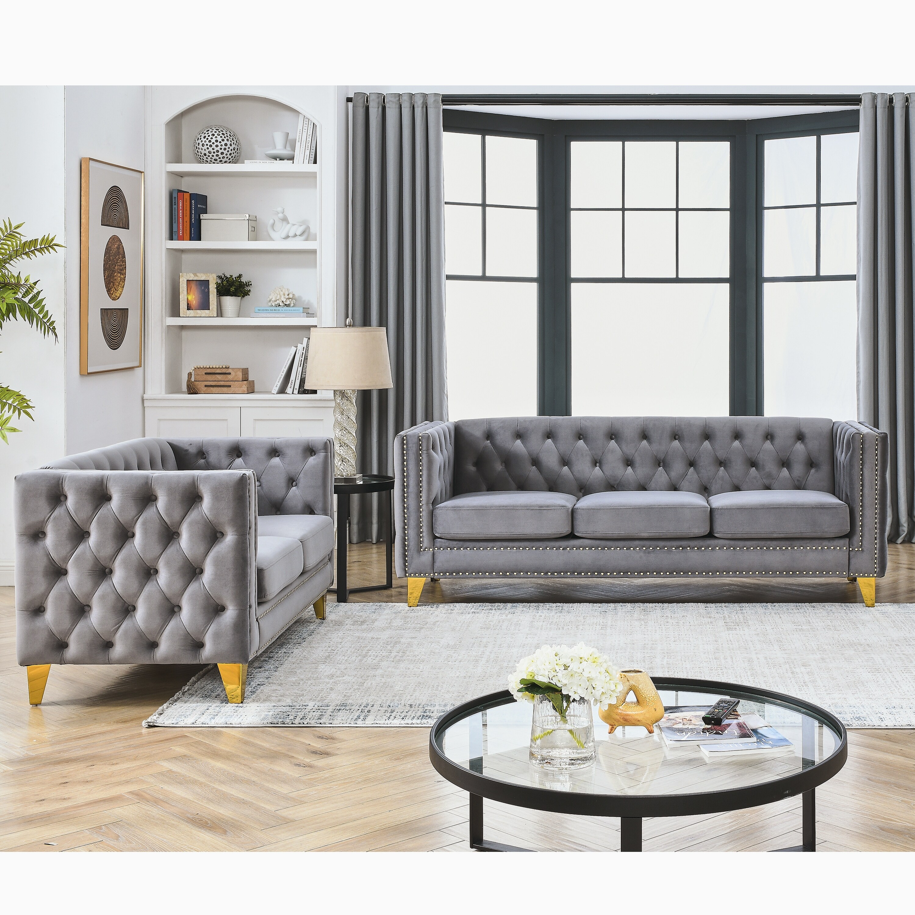 Gray deals tufted loveseat