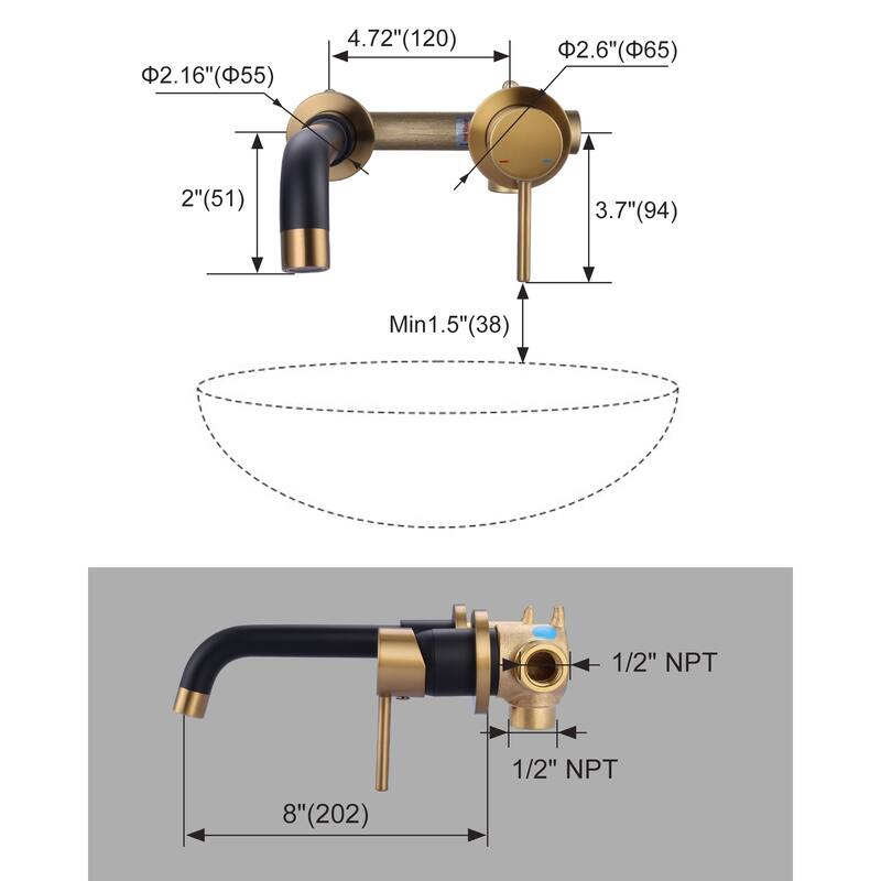 WOWOW Wall Mount Single Handle Bathroom Faucet