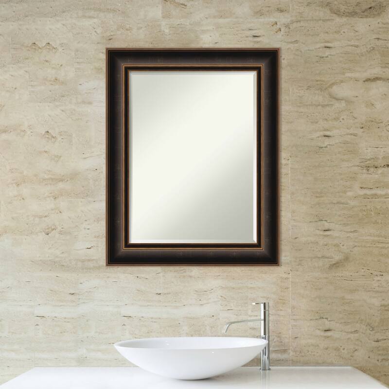 Villa Oil Rubbed Bronze Beveled Wood Framed Bathroom Vanity Wall Mirror - Villa Oil Rubbed Bronze