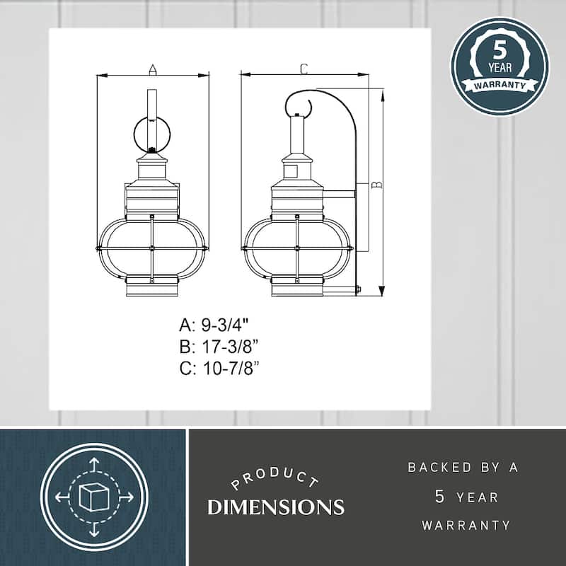 Chatham Bronze Motion Sensor Dusk to Dawn Coastal Outdoor Wall Light - 9.75-in W x 17.5-in H x 11-in D