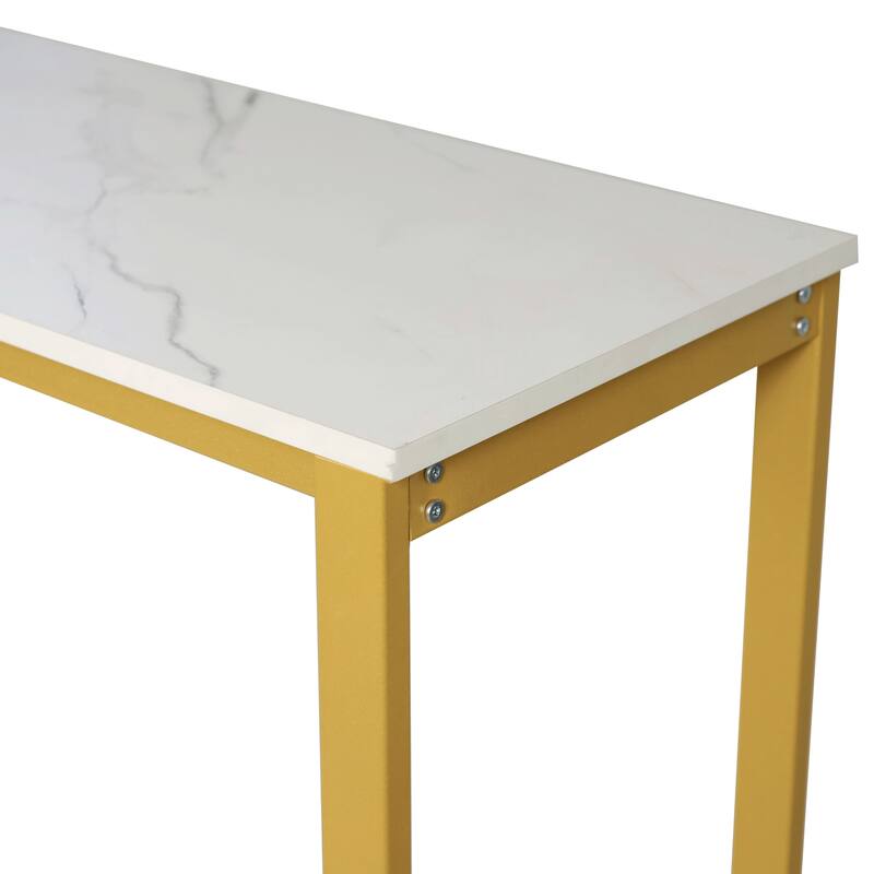 Metal Frame Bar Table with Bottle and Stemware Storage