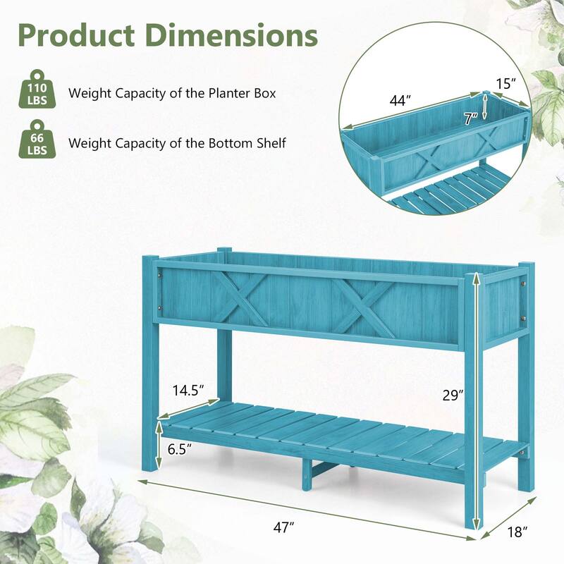 Costway HIPS Raised Garden Bed Poly Wood Elevated Planter Box with - See Details