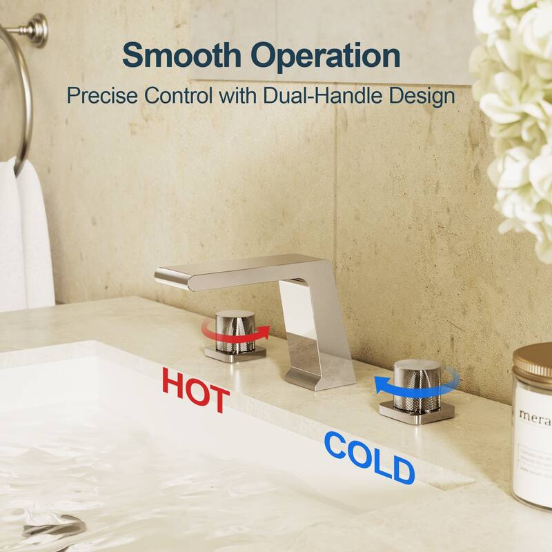 GRANDJOY Dual Shower Heads 16" Rainfall Shower System with 2-Handle Bathroom Sink Faucet Combo Set