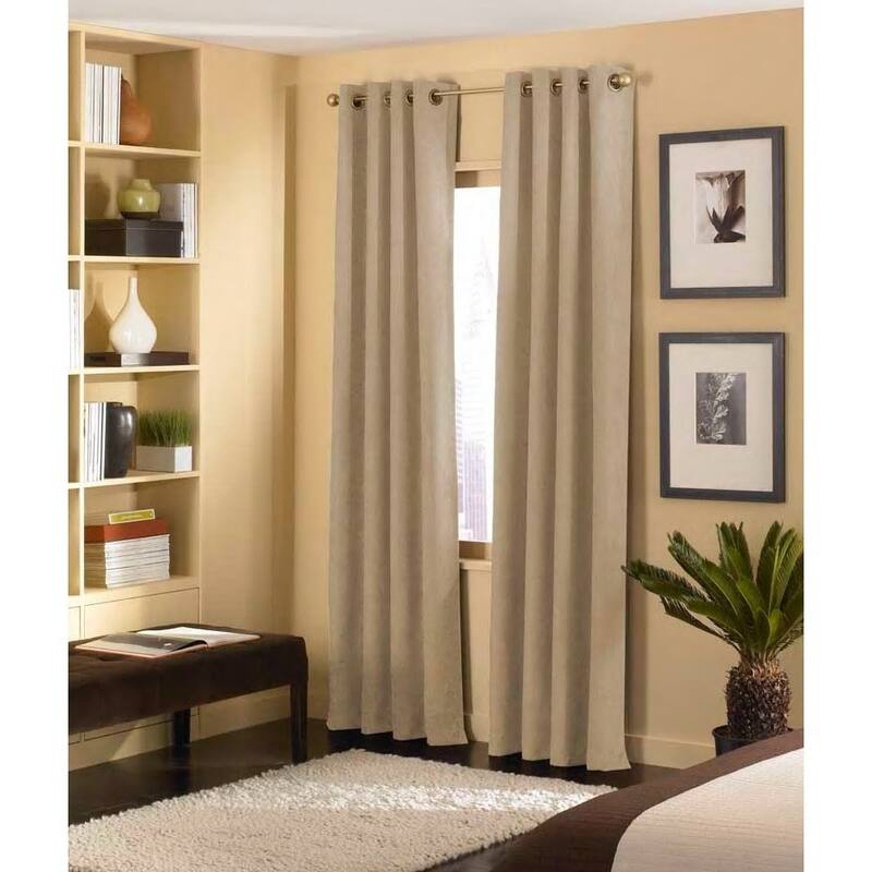Cameron Luxe Microsuede Grommet Curtain Panel - 50 x 108 - Sand
