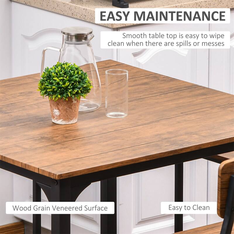 Counter Height Bar Table Set for 4,Square Kitchen Table and Chairs Set