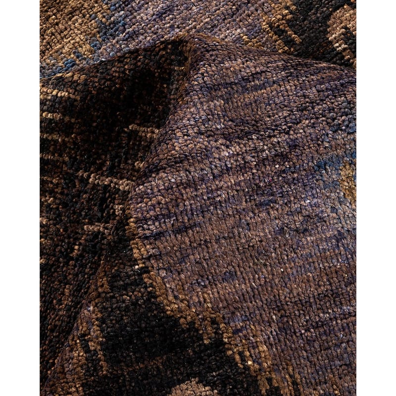 Overton Hand Knotted Wool Vintage Inspired Modern Contemporary Overdyed Black Area Rug - 6' 1" x 11' 9"