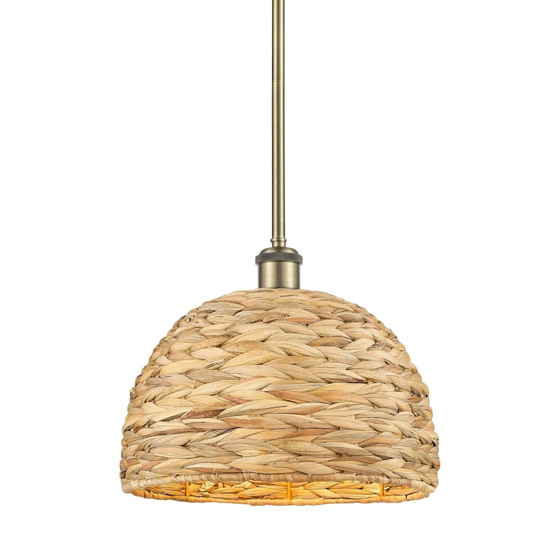 Innovations Lighting 516-1S-11-12 Woven Rattan Pendant Woven Rattan - Antique Brass / Natural
