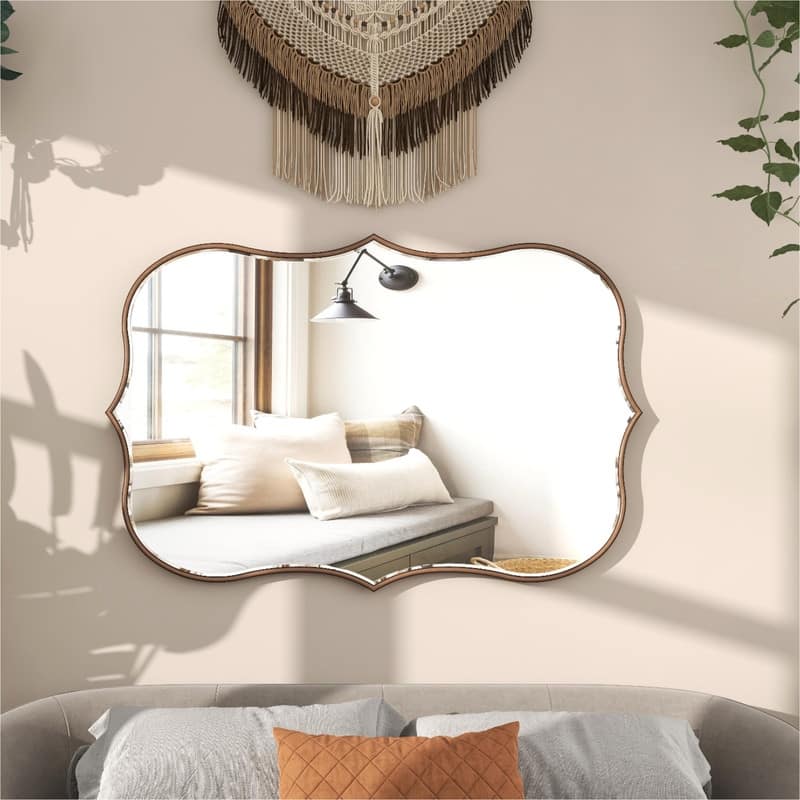 Asymmetrical Gold Antique Bronze Accent Wall Mirror - 23.62"×35.4"