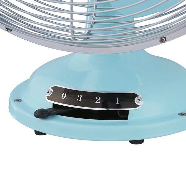 Nostalgic Retro Table Fan ホワイト 3段階調整 8 inch Retro 3-Speed Metal Tilted-Head Oscillation Table Fan