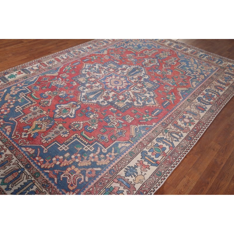 Bakhtiari Persian Vintage Area Rug Handmade Wool Carpet - 6'10"x 10'1"