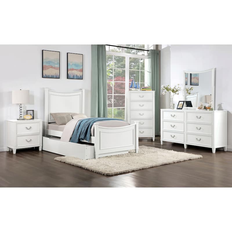 Furniture of America Wynter Modern 6-Piece White Wood Kid's Platform Bedroom Set - Full