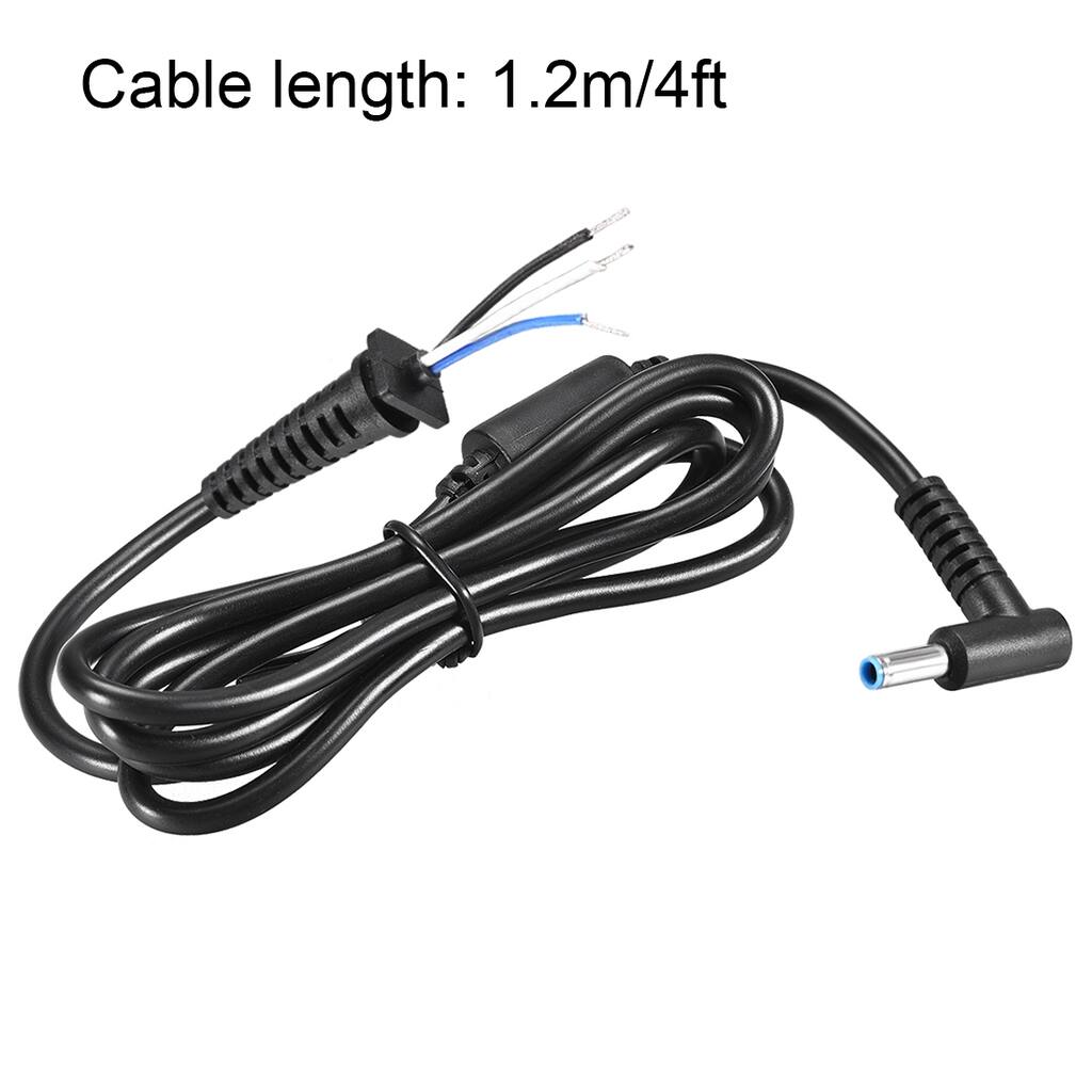 1.2M/6FT 4.5mm x 3.0mm Male Plug DC Power Adapter Right Angle Cable Cord - Black