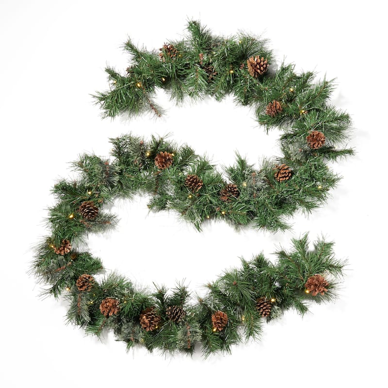 9-foot Faux Cashmere Pine Pre-lit Artificial Christmas Garland (Set of 2) by Christopher Knight Home
