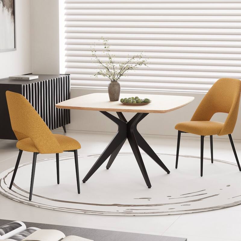 Modern Square Dining Table for 2-4, Small Kitchen Table with Metal Legs