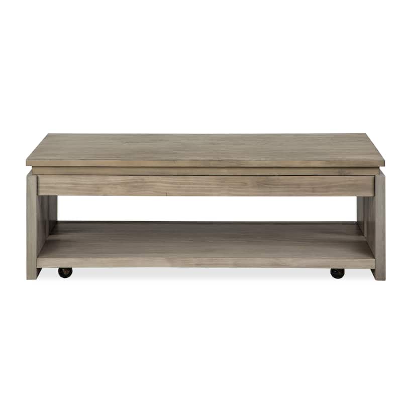 Magnussen Home Conrad Stone Harbor Grey Rectangular Lift Top Storage Cocktail Table with Casters - 50''W x 28''D x 17''H
