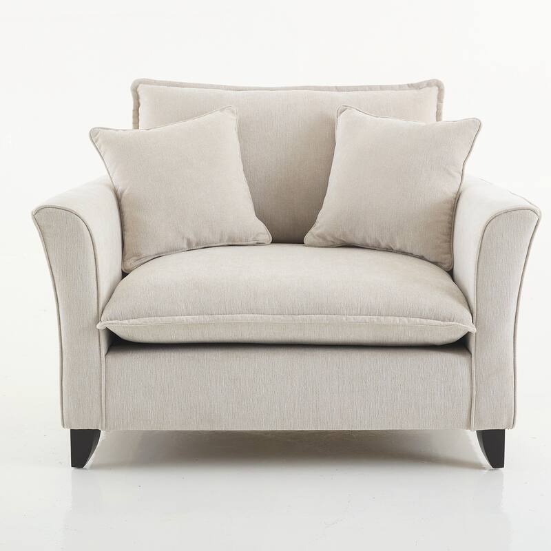 Oversized Armchair, Chenille Fabric, Comfy Chair and a Half Single Sofa with Pillow for Living Room Bedroom Office Apartment