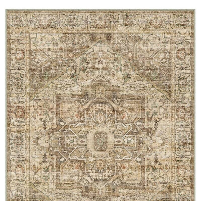 HomeRoots Floral Medallion Traditional Rectangle Area Rug