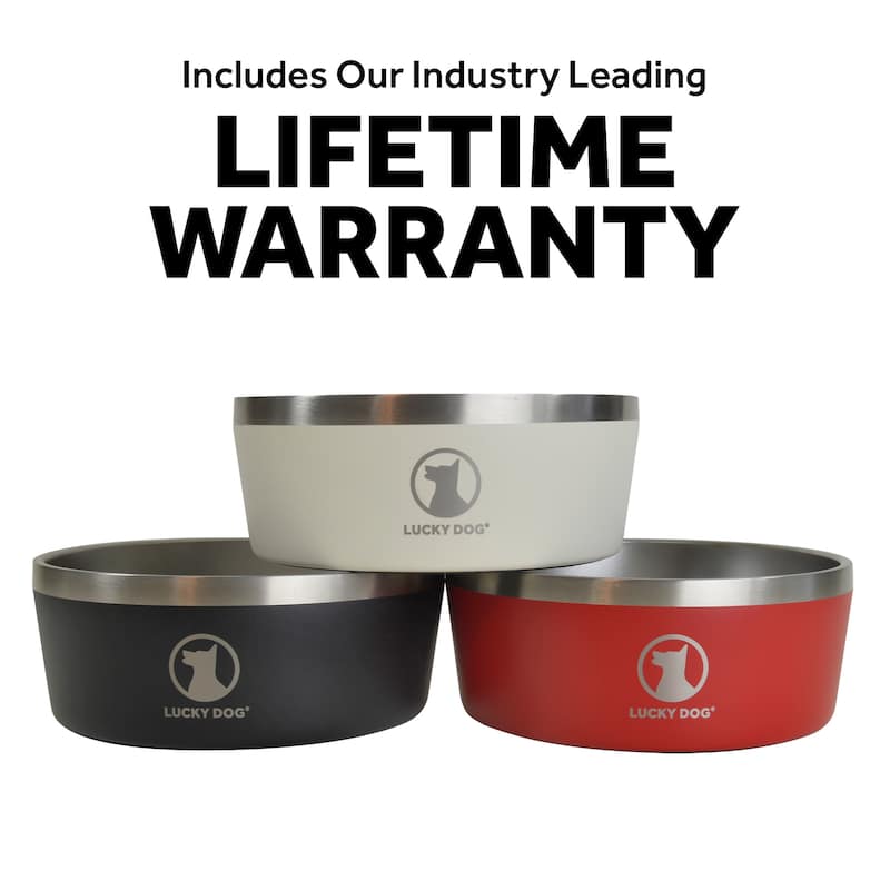 Lucky Dog INDULGE Double Wall Stainless Steel Dog Bowl Non Slip Lifetime Warranty