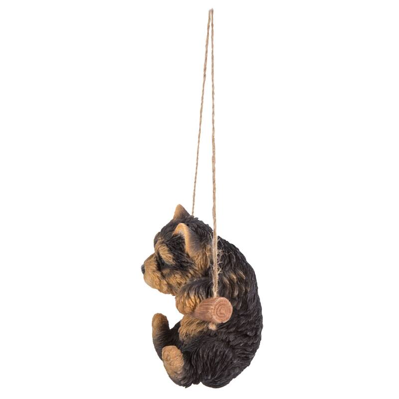 5.5" Yorkshire Terrier Puppy Hanging Outdoor Garden Statue