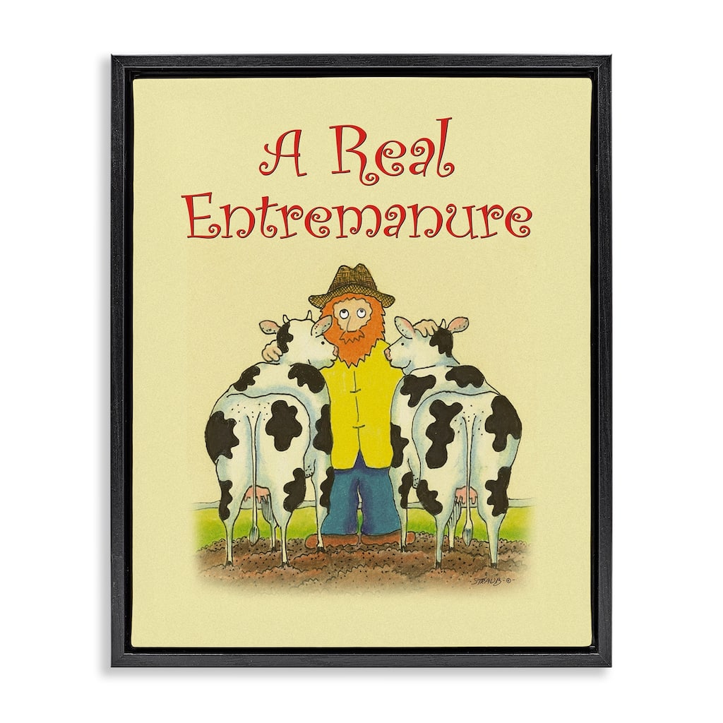 Stupell Vintage A Real Entremanure Framed Floater Canvas Wall Art Design By Roger Straub