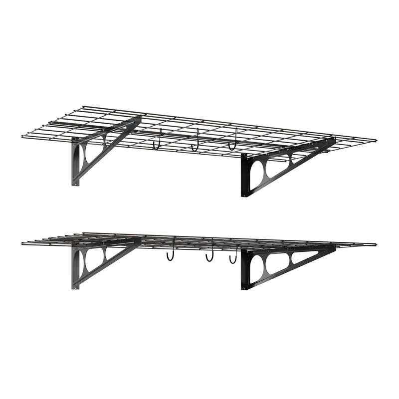 Heavy Duty Shelves Wall 2-Pack - Storage Garage Organization - Garage Shelving with 154lb Capacity for 4 Cycles by Rad Sportz