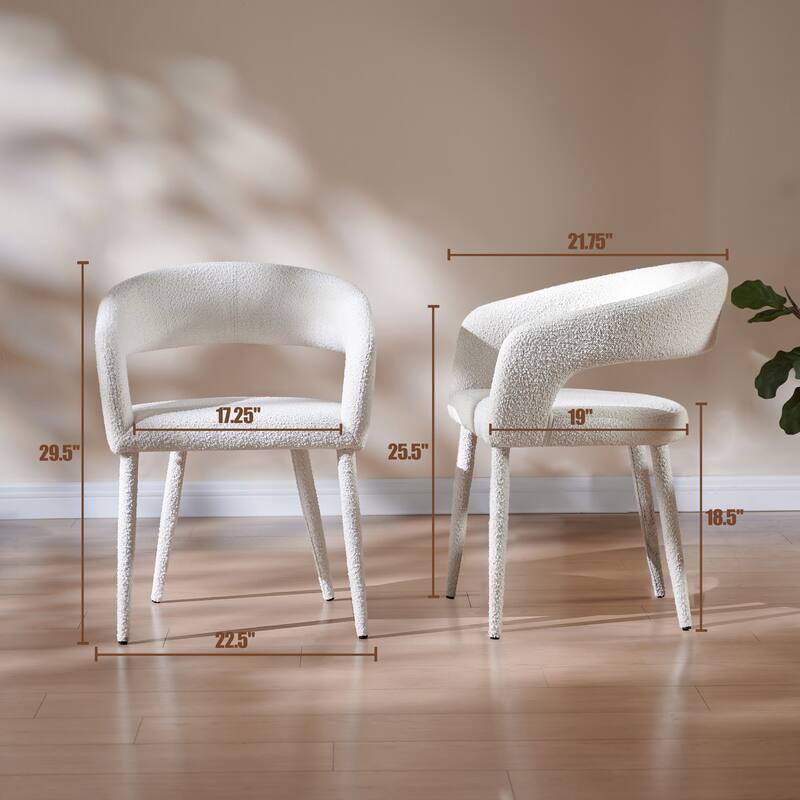 Modern Fort Boucle Upholstered Dining Chair (Set of 2)