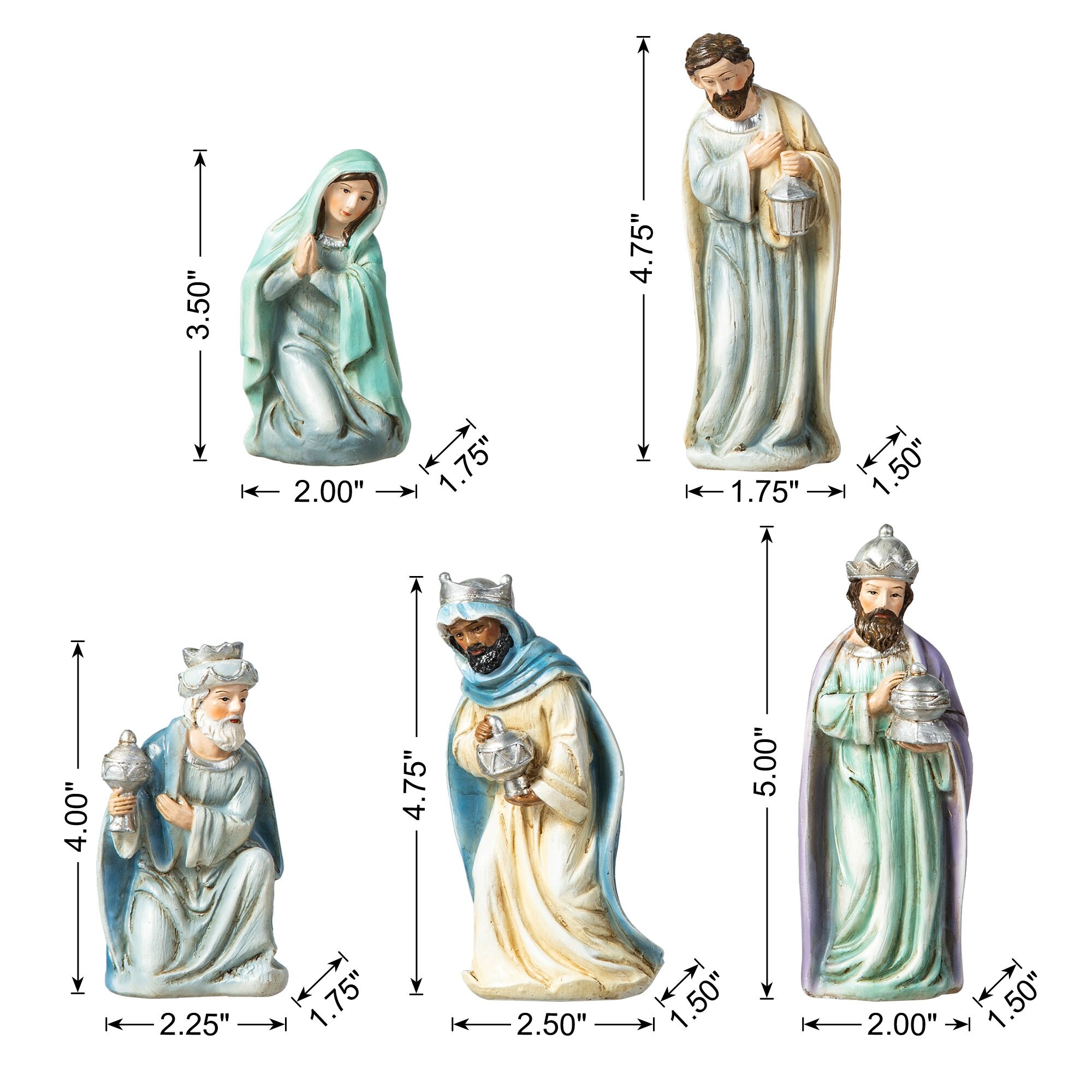 Glitzhome 11 Piece Multi-Colored Resin Nativity Figurine Set