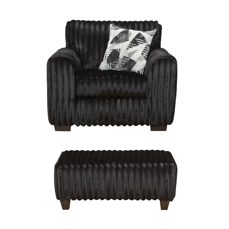 Roundhill Furniture Nolan 2-Piece Living Room Set, Chair and Ottoman