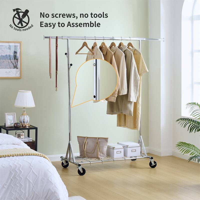 Clothes Rack Heavy Duty Clothing Rack 600LBS Rolling Clothes Racks