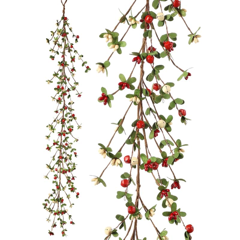 48" Country Berry Jingle Bell Garland - Natural Red - 48-Inch