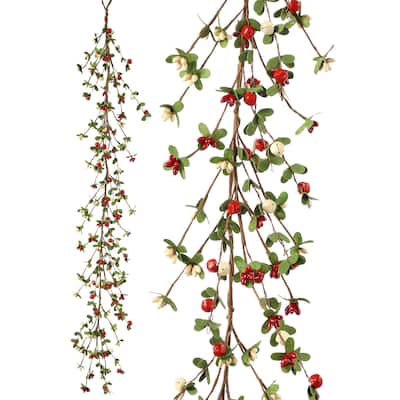 48" Country Berry Jingle Bell Garland - Natural Red - 48-Inch