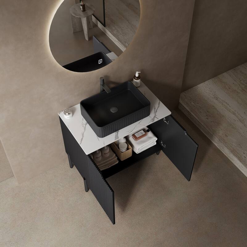 30 in. W Single Sink Freestanding Bath Vanity with Carrara White Sintered Stone Top