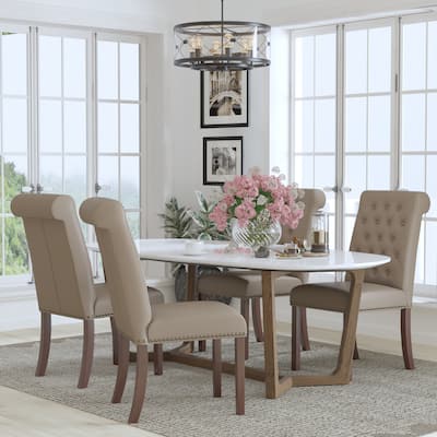 4PK Parsons Chairs-Rolled Back, Accent Nail Trim