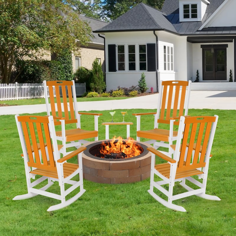 Aoodor Outdoor Rocking Chair, Ergonomic HDPE Rockers with All-Weather Design for Patio or Porch - N/A