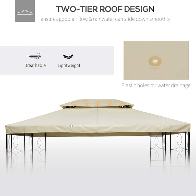 Outsunny 13' x 10' Gazebo Replacement Canopy 2 Tier Top UV Cover Pavilion Garden Patio Outdoor, Cream White (TOP ONLY)