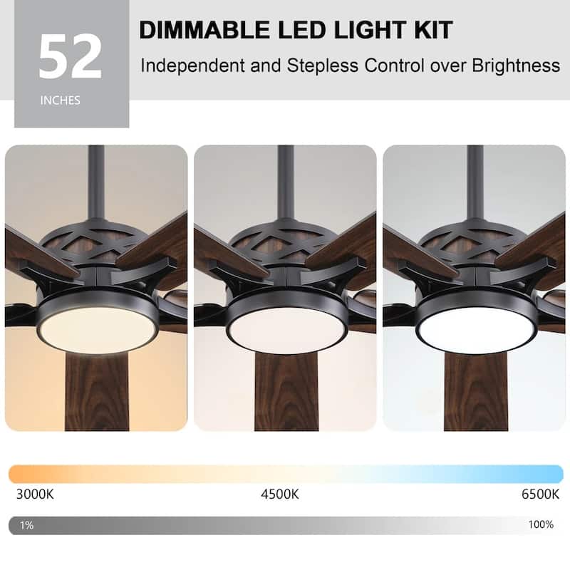 MLiAN 52" & 60" & 72" 5-Blades DC Motor Indoor Smart Ceiling Fan with Light & Remote