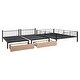preview thumbnail 11 of 24, Full Over Twin & Twin Triple Bunk Bed with Drawers, Multi-Functional Metal Frame Bed with Desks and Shelves in the Middle