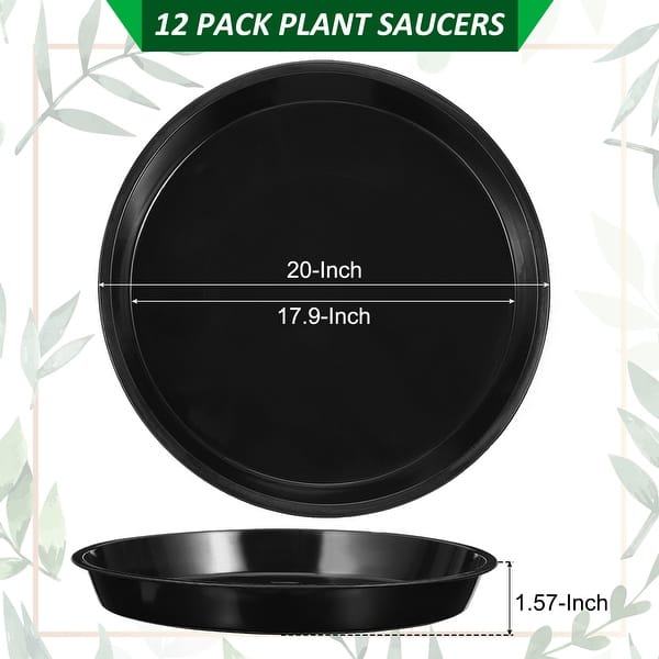 12Pcs Plastic Plant Saucer 20 Inch Plant Tray Flower Pots Round Dish, Black  - Bed Bath & Beyond - 38320698