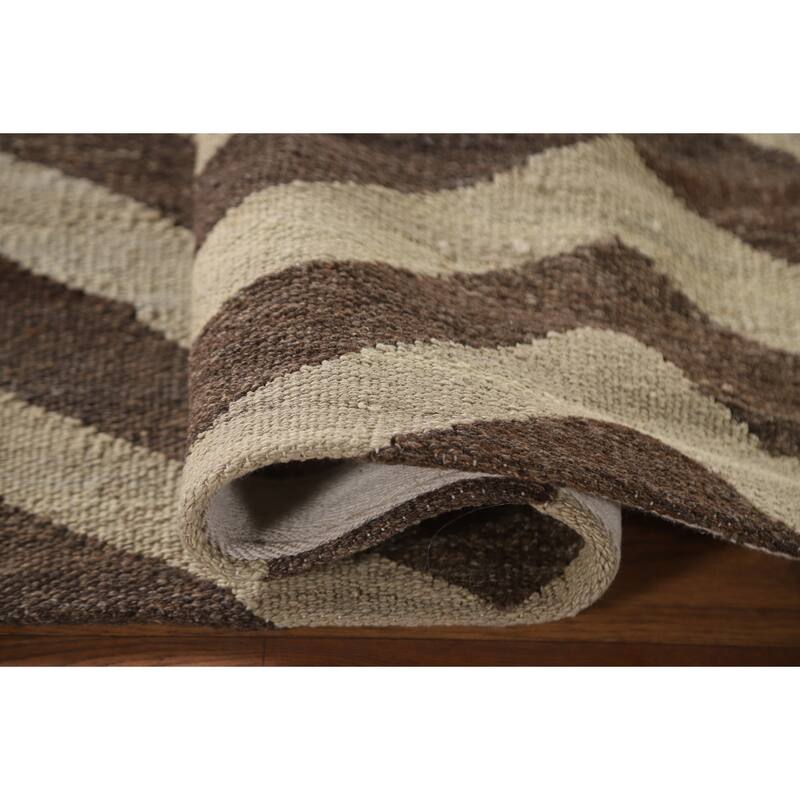 Chevron Style Kilim Oriental Area Rug Flatweave Wool Carpet - 3'1"x 5'2"