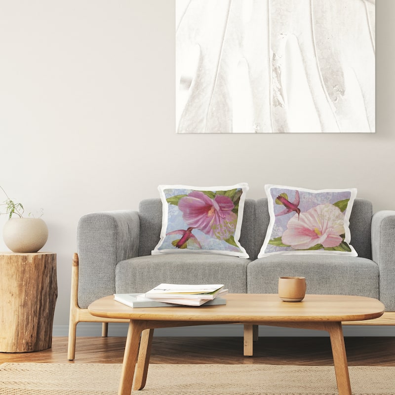 Stupell Hummingbirds & Poppy Bulbs Decorative Printed Throw Pillow Design by Sasha (Set of 2)