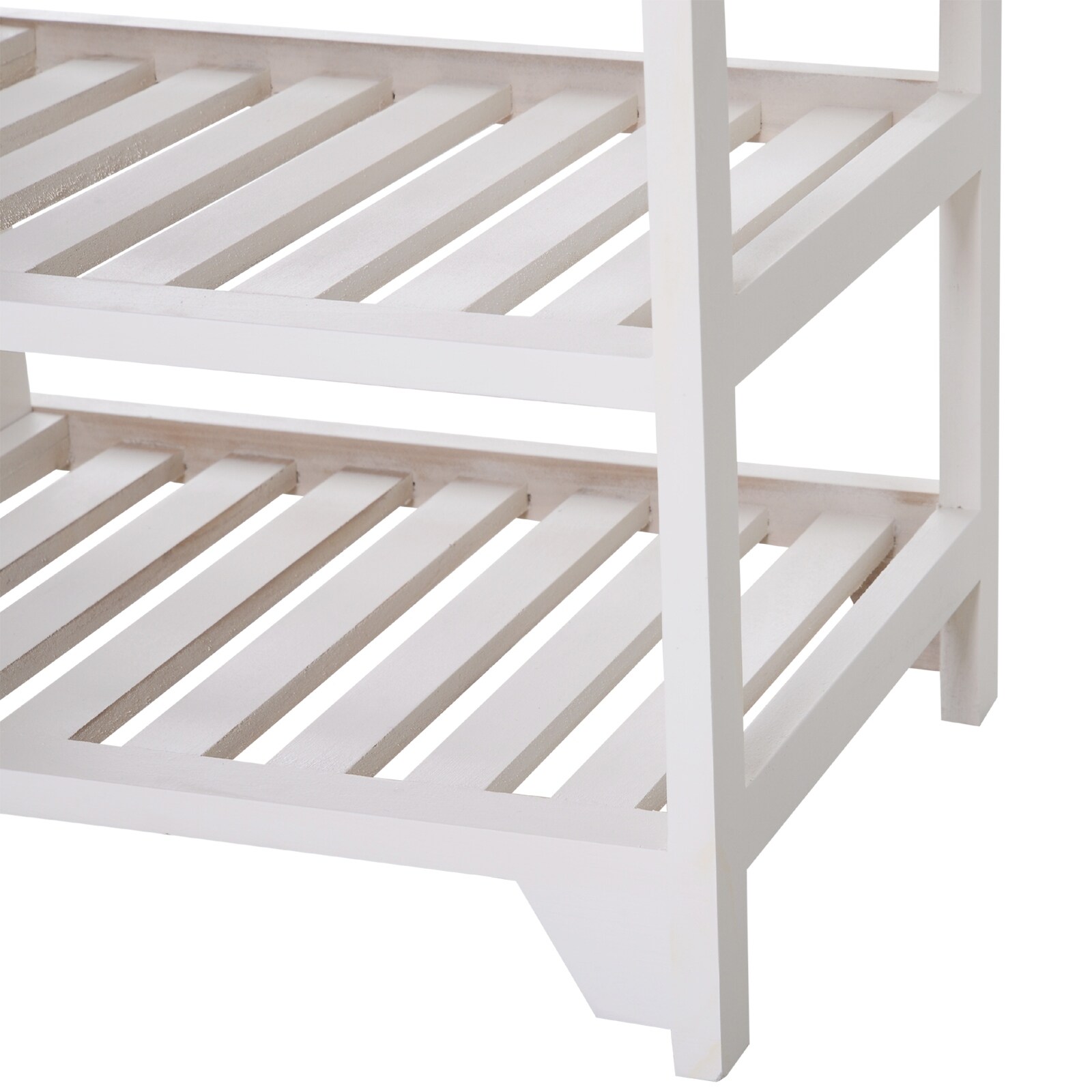 HOMCOM Compact Rustic Padded Wooden Shoe Rack Bench Organizer with Drawers - Country White