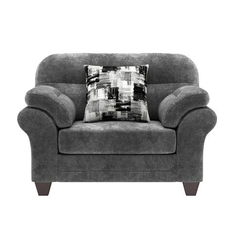Roundhill Furniture Bonarse Fabric Cuddle Chair in Wonderland Slate
