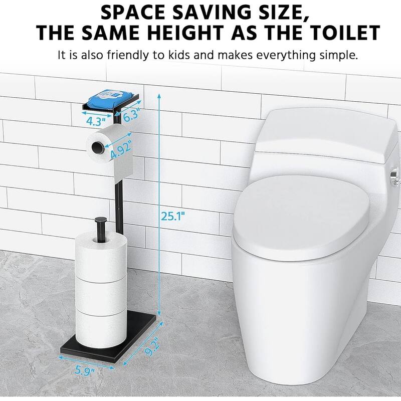 Black toilet paper mobile phone holder, freestanding paper towel roll storage rack, home furnishings