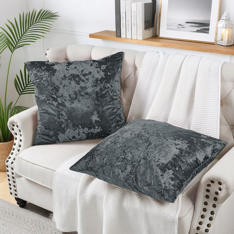 Rancho Crushed Velvet Throw Pillow Cover Set, NO INSERT - 26" x 26" - Gun Metal