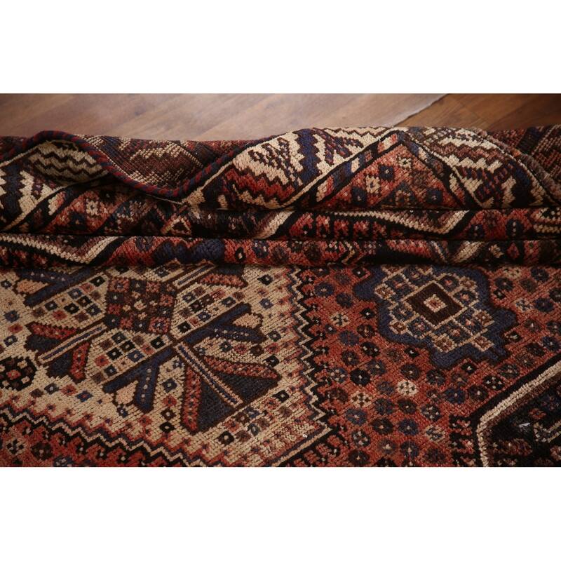 Vegetable Dye Qashqai Persian Rug Hand-knotted Wool Carpet - 5'5"x 7'6"