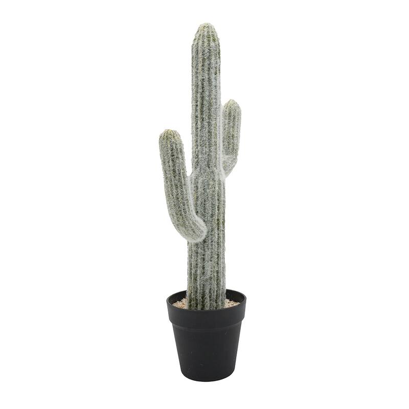 Artificial Saguaro Cactus in Black Pot 24.5 Inch Indoor Outdoor Desert Decor - Green