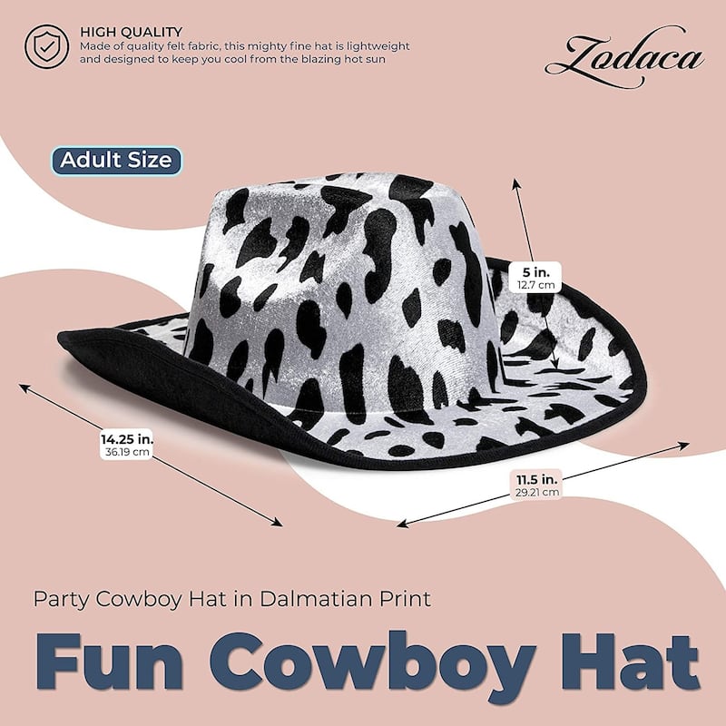 Cow Print Cowboy Hat for Men, Women, Western Cowgirl Hat for Halloween ...